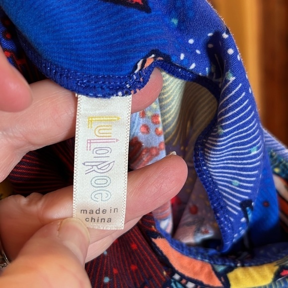 LuLaRoe Americana Fourth Of July Leggings Fireworks Blue Size OS 2-10 - Picture 3 of 4